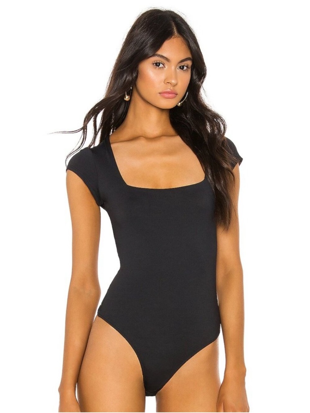 Free People Square Eyes Bodysuit in Black size Medium